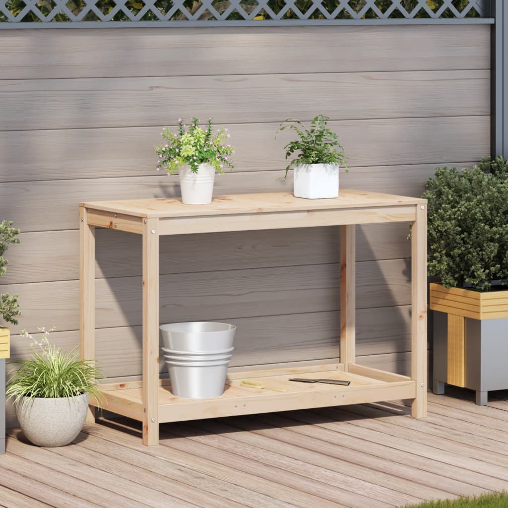 Vidaxx table d'empotage avec étagère 108x50x75 cm bois de pin massif