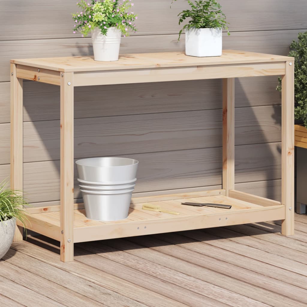 Vidaxx table d'empotage avec étagère 108x50x75 cm bois de pin massif