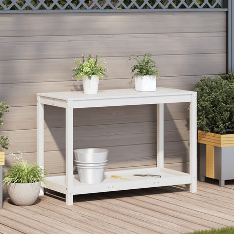 Vidaxx table d'empotage avec étagère 108x50x75 cm bois de pin massif blanc