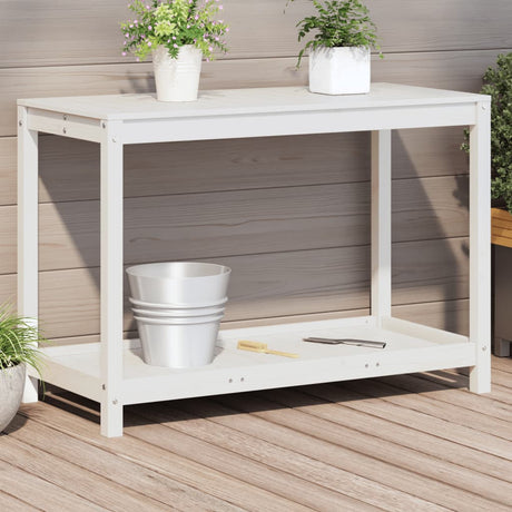Vidaxx table d'empotage avec étagère 108x50x75 cm bois de pin massif blanc