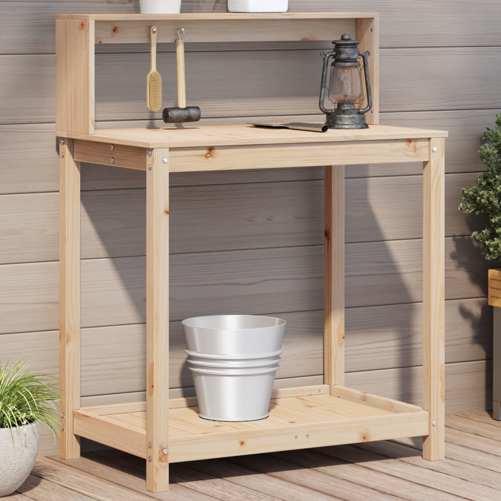Vidaxx table d'empotage avec étagères 82,5x50x109,5 cm en bois de pin massif