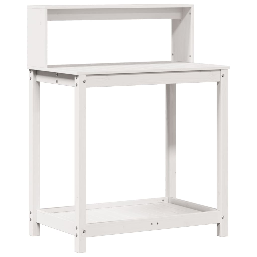 Vidaxx table d'empotage avec étagères 82,5x50x109,5 cm bois de pin massif blanc