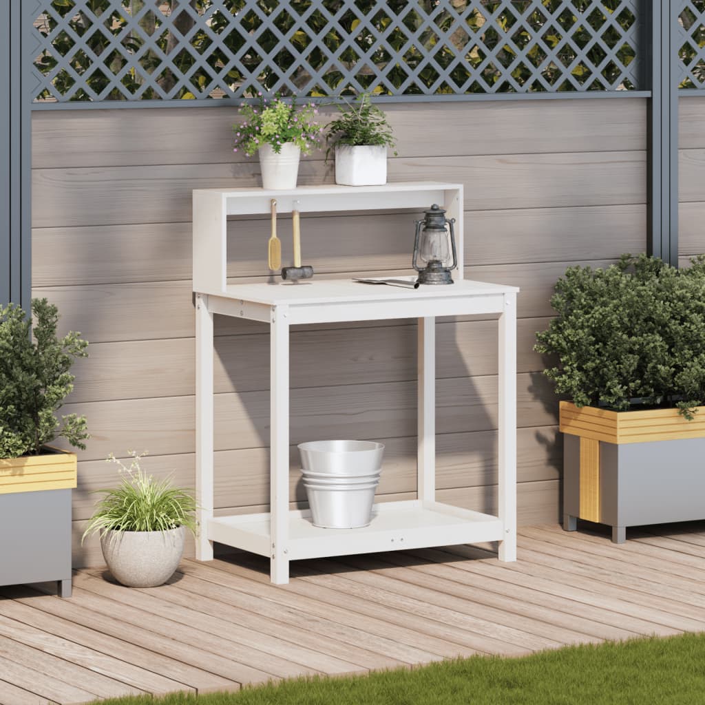 Vidaxx table d'empotage avec étagères 82,5x50x109,5 cm bois de pin massif blanc