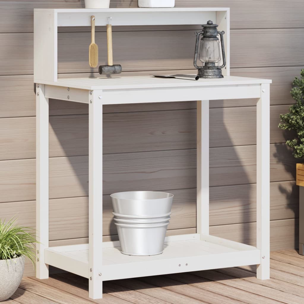 Vidaxx table d'empotage avec étagères 82,5x50x109,5 cm bois de pin massif blanc