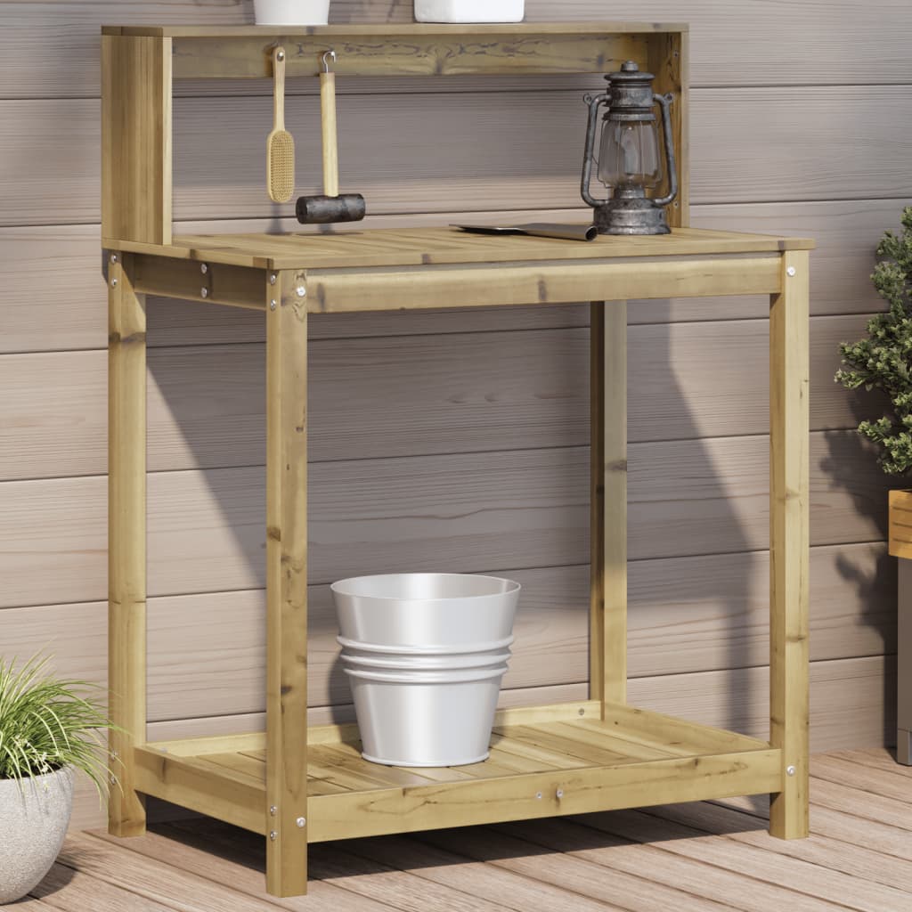 Vidaxx table d'empotage avec étagères 82,5x50x109,5 cm bois imprégné
