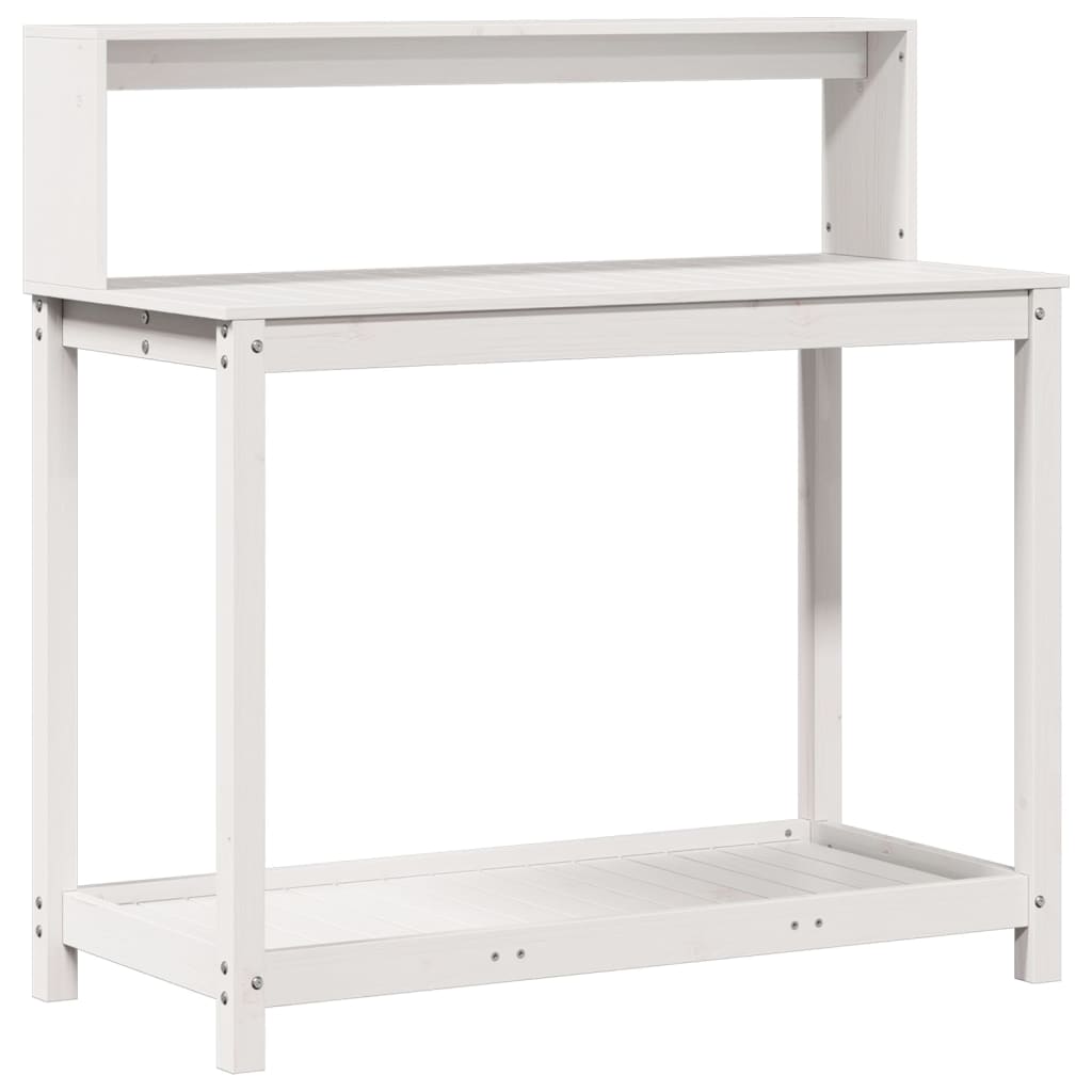 Vidaxx table d'empotage avec étagères 108x50x109,5 cm bois de pin massif blanc
