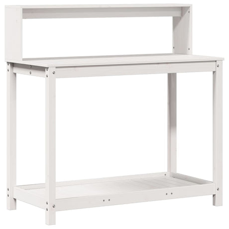 Vidaxx table d'empotage avec étagères 108x50x109,5 cm bois de pin massif blanc