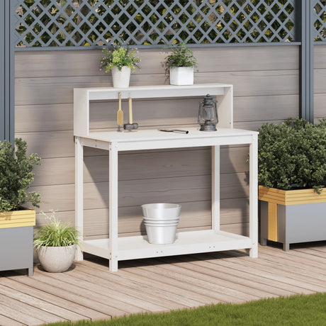 Vidaxx table d'empotage avec étagères 108x50x109,5 cm bois de pin massif blanc