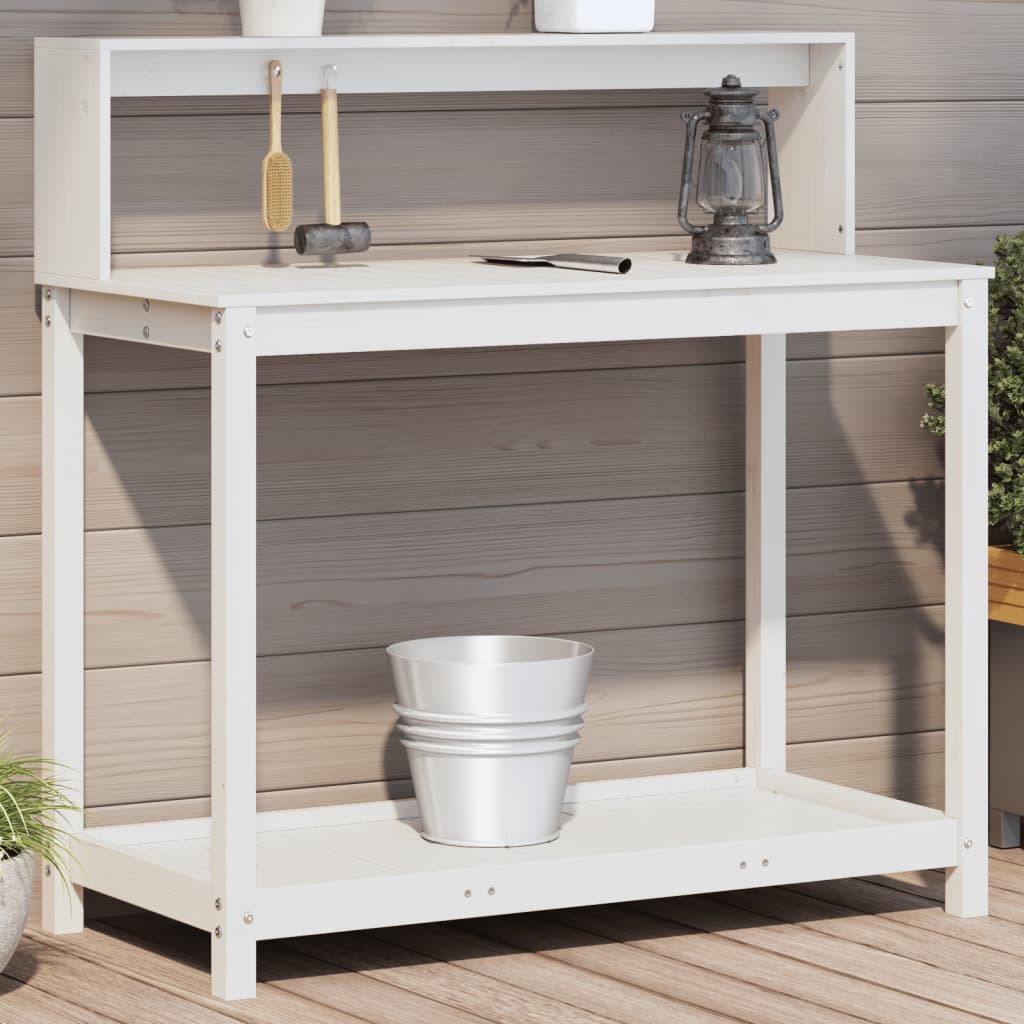 Vidaxx table d'empotage avec étagères 108x50x109,5 cm bois de pin massif blanc