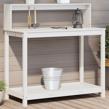 Vidaxx table d'empotage avec étagères 108x50x109,5 cm bois de pin massif blanc