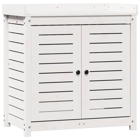 Vidaxx table d'empotage avec étagères 82,5x50x86,5 cm bois de pin massif blanc