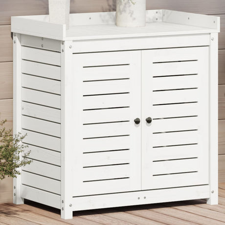 Vidaxx table d'empotage avec étagères 82,5x50x86,5 cm bois de pin massif blanc