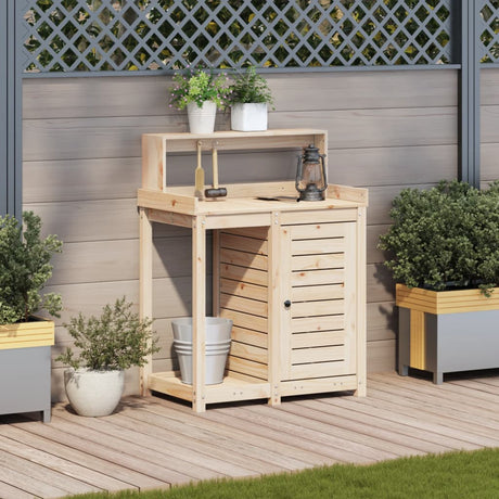 Vidaxx table d'empotage avec étagères 82,5x50x109,5 cm en bois de pin massif
