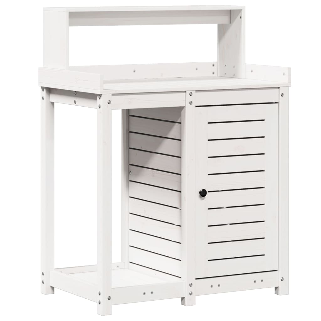 Vidaxx table d'empotage avec étagères 82,5x50x109,5 cm bois de pin massif blanc