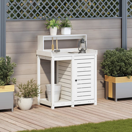Vidaxx table d'empotage avec étagères 82,5x50x109,5 cm bois de pin massif blanc