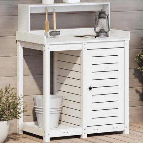 Vidaxx table d'empotage avec étagères 82,5x50x109,5 cm bois de pin massif blanc