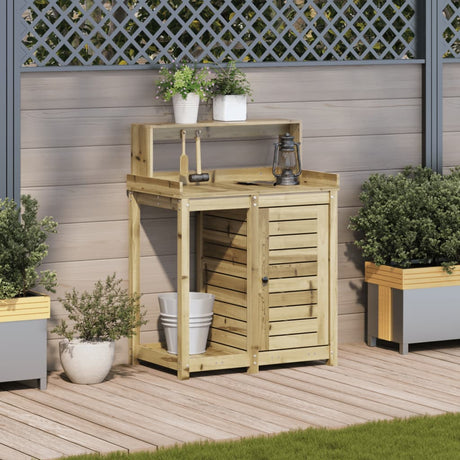 Vidaxx table d'empotage avec étagères 82,5x50x109,5 cm bois imprégné