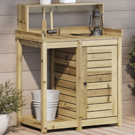 Vidaxx table d'empotage avec étagères 82,5x50x109,5 cm bois imprégné