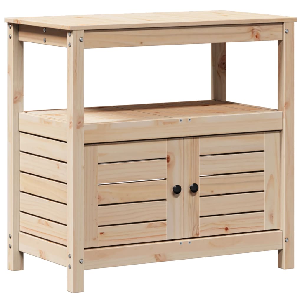Vidaxx table d'empotage avec étagères 82,5x45x81 cm en bois de pin massif