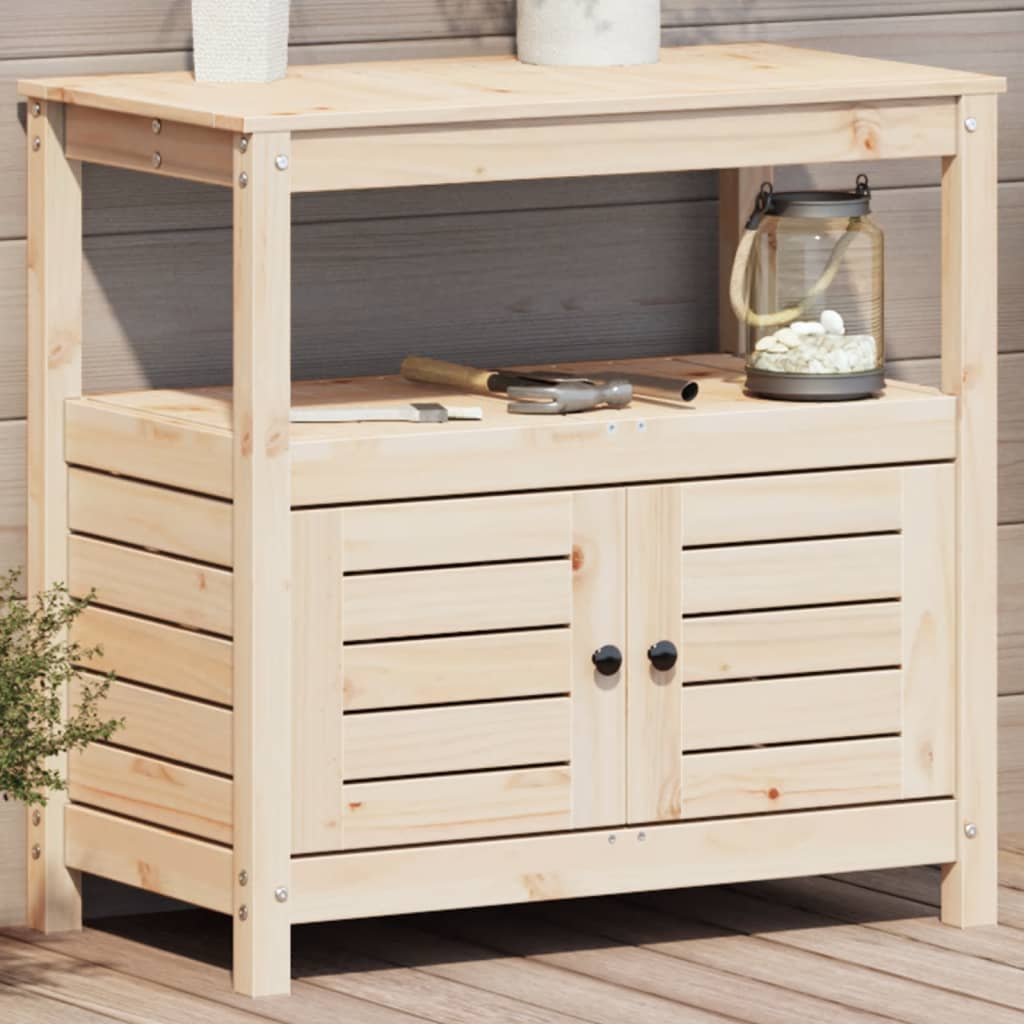 Vidaxx table d'empotage avec étagères 82,5x45x81 cm en bois de pin massif