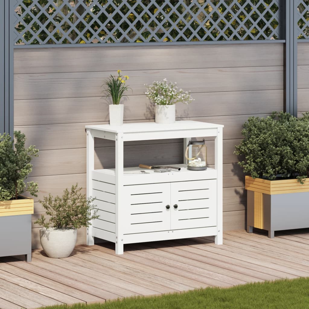 Vidaxx table d'empotage avec étagères 82,5x45x81 cm bois de pin massif blanc
