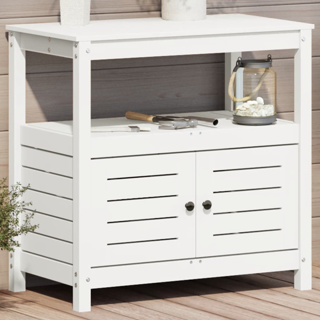 Vidaxx table d'empotage avec étagères 82,5x45x81 cm bois de pin massif blanc