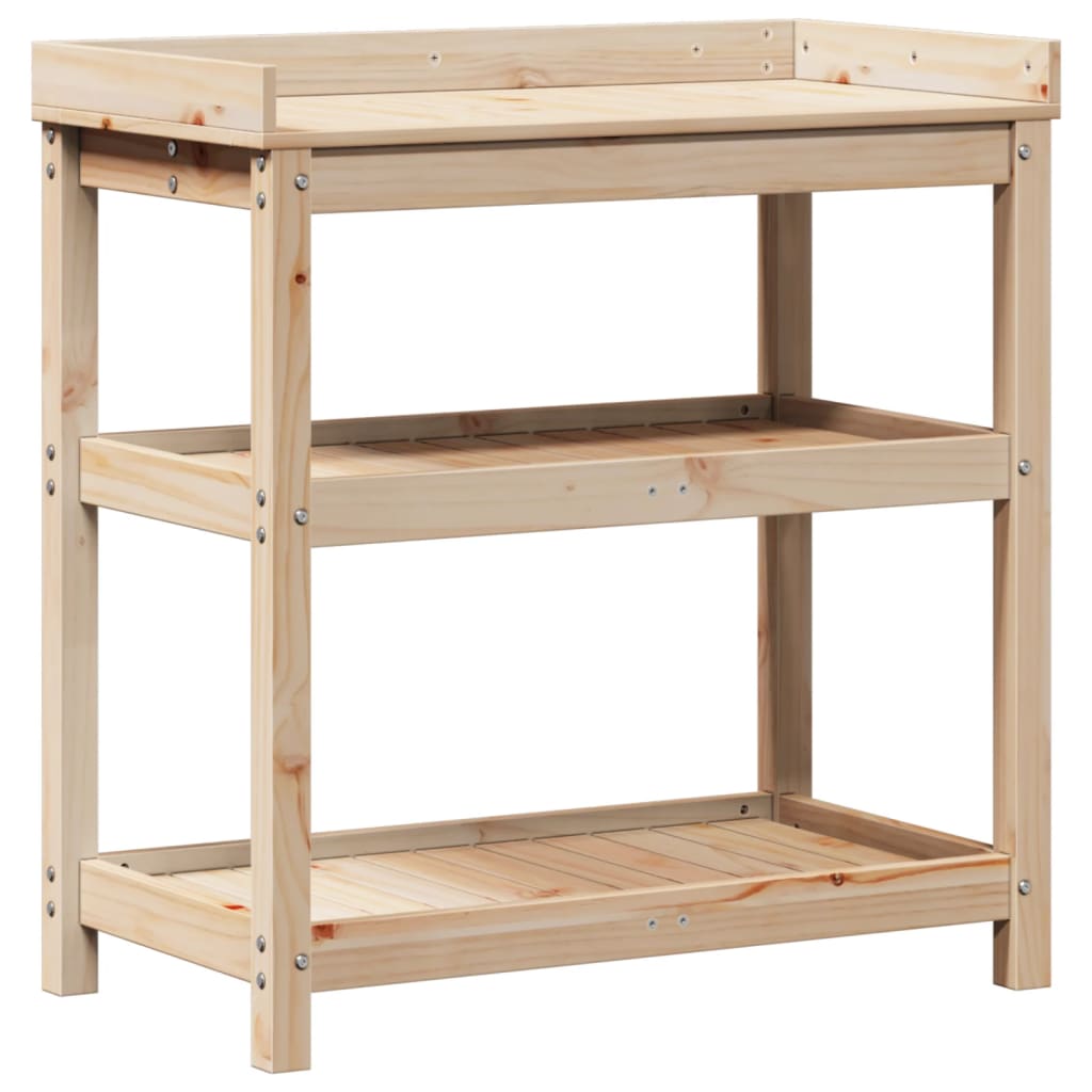 Vidaxx table d'empotage avec étagères 82,5x45x86,5 cm en bois de pin massif