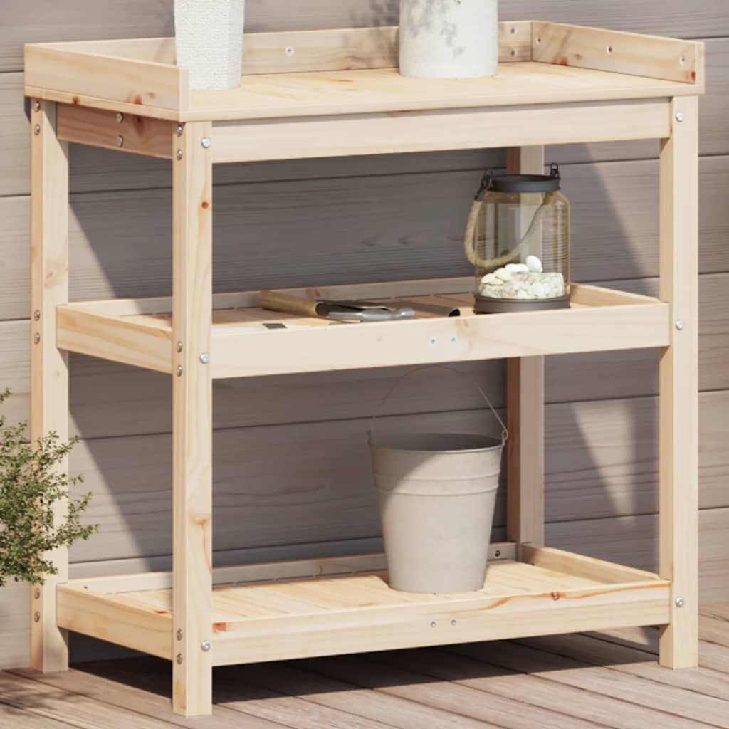 Vidaxx table d'empotage avec étagères 82,5x45x86,5 cm en bois de pin massif