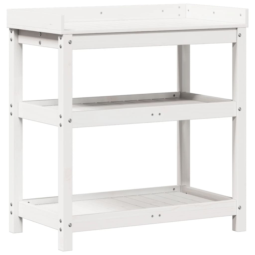 Vidaxx table d'empotage avec étagères 82,5x45x86,5 cm bois de pin massif blanc