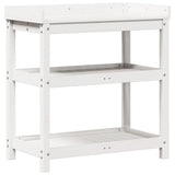 Vidaxx table d'empotage avec étagères 82,5x45x86,5 cm bois de pin massif blanc