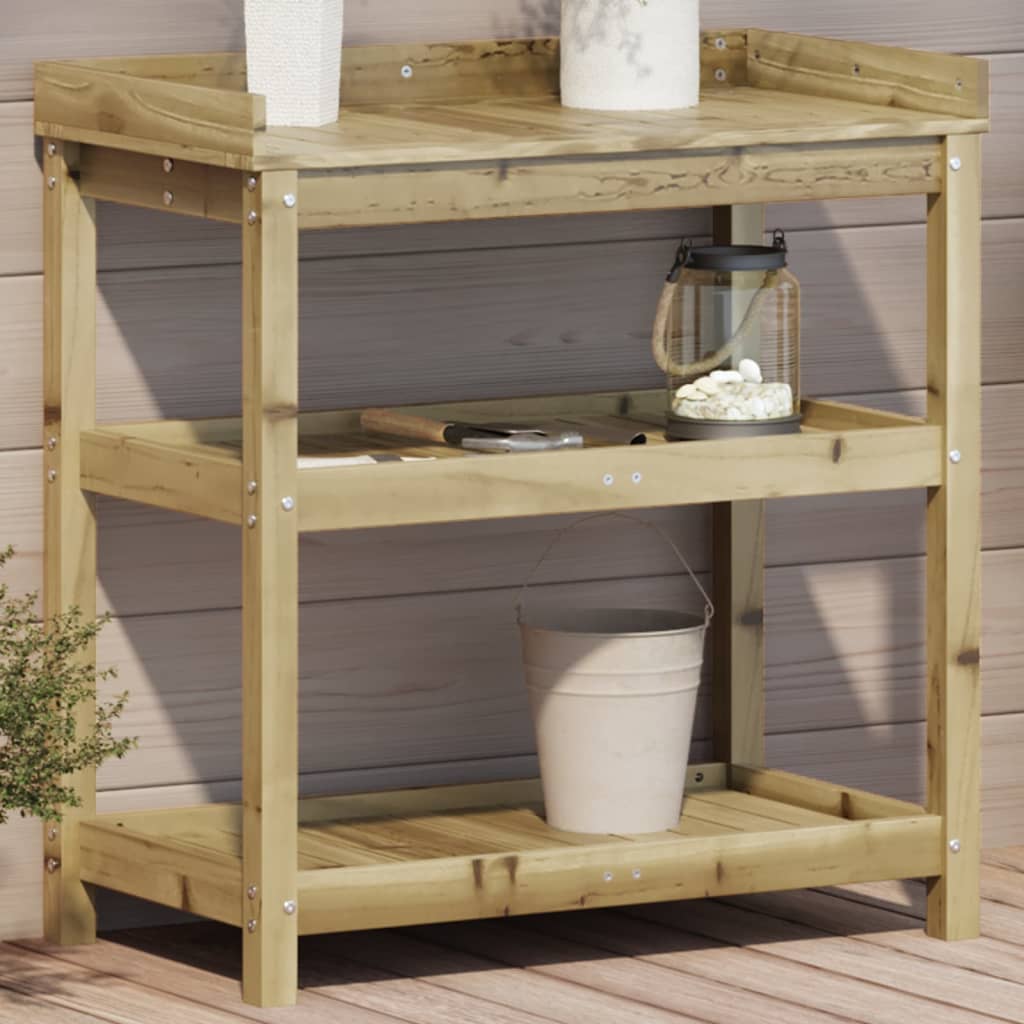 Vidaxx table d'empotage avec étagères 82,5x45x86,5 cm bois imprégné