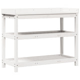 Vidaxx table d'empotage avec étagères 108x45x86,5 cm bois de pin massif blanc