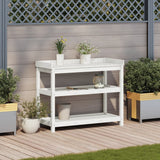 Vidaxx table d'empotage avec étagères 108x45x86,5 cm bois de pin massif blanc