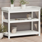 Vidaxx table d'empotage avec étagères 108x45x86,5 cm bois de pin massif blanc