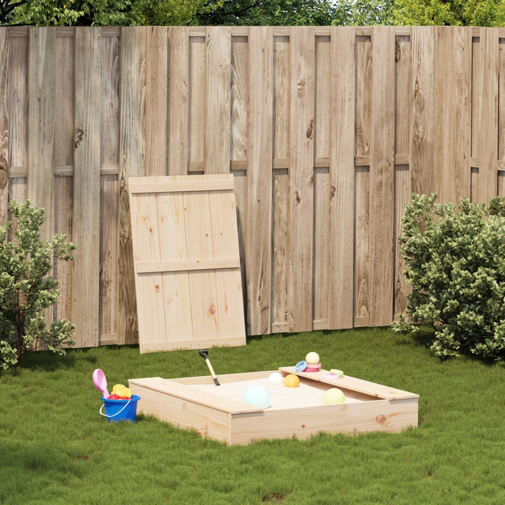 Vidaxl Sandbox mam Deckel 111x111x19.5 cm folitt Holz