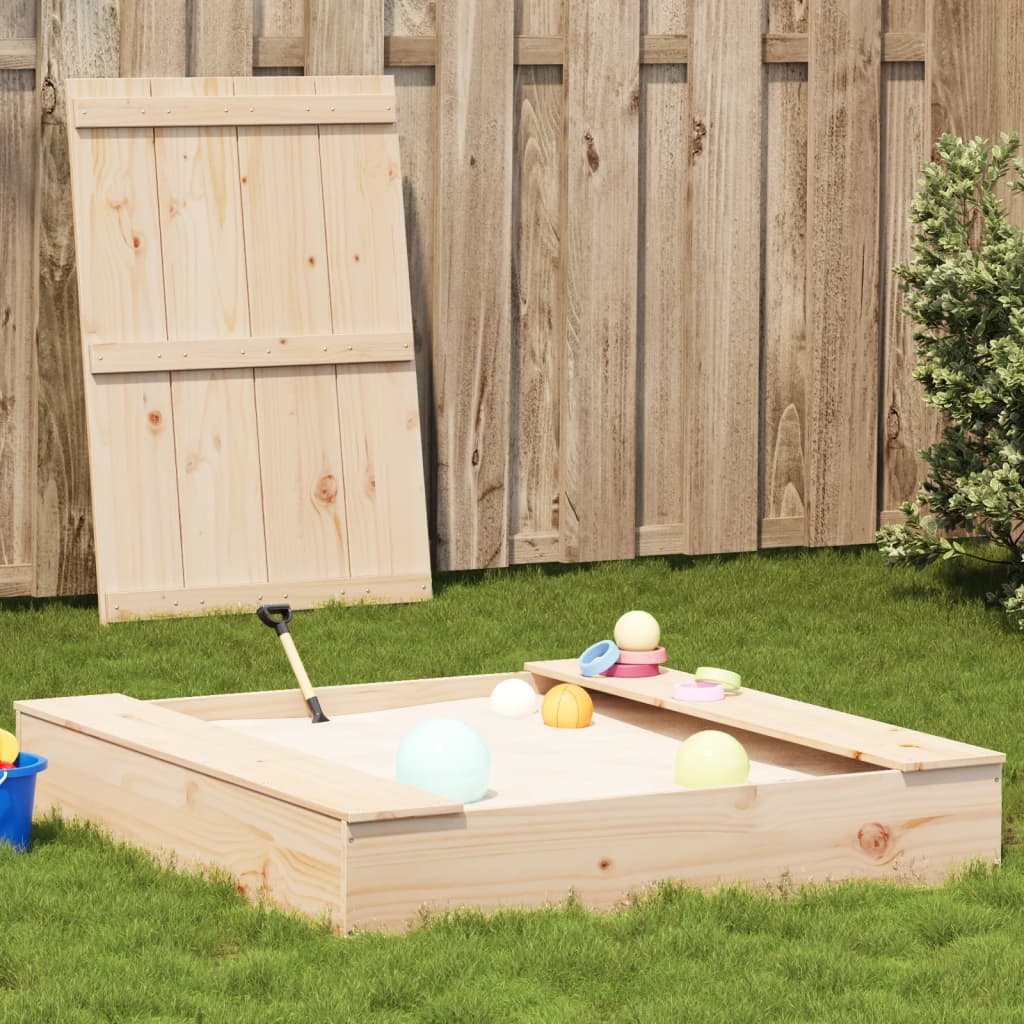 Vidaxl Sandbox con tapa 111x111x19.5 cm de madera de pino sólido