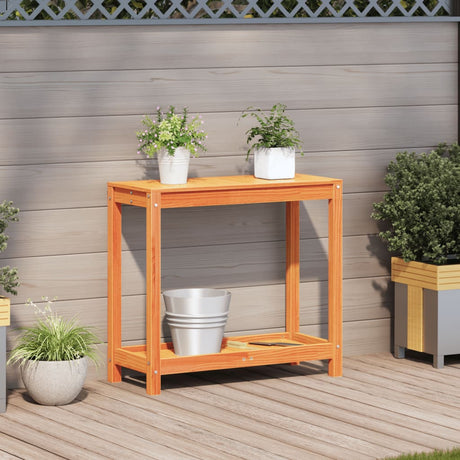 Vidaxx table d'empotage avec étagère 82,5x35x75 cm en bois de pin massif, marron lavé