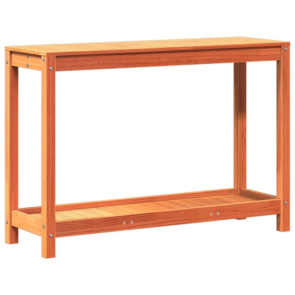 Vidaxx table d'empotage avec étagère 108x35x75 cm en bois de pin massif, marron lavé
