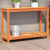 Vidaxx table d'empotage avec étagère 108x35x75 cm en bois de pin massif, marron lavé