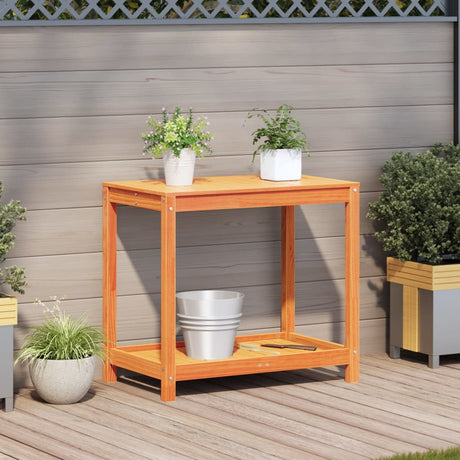 Vidaxx table d'empotage avec étagère 82,5x50x75 cm en bois de pin massif, marron lavé