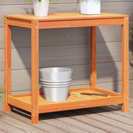 Vidaxx table d'empotage avec étagère 82,5x50x75 cm en bois de pin massif, marron lavé