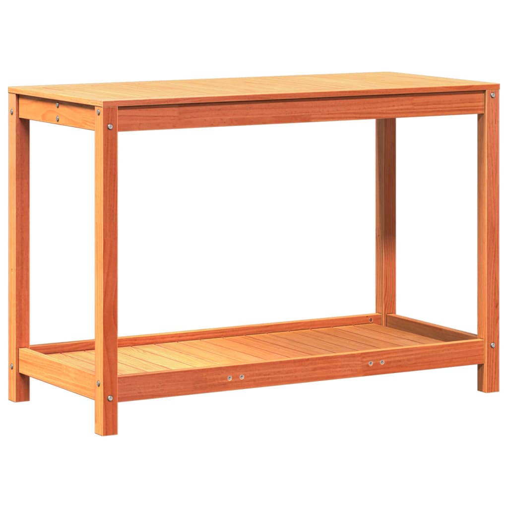 Vidaxx table d'empotage avec étagère 108x50x75 cm en bois de pin massif, marron lavé