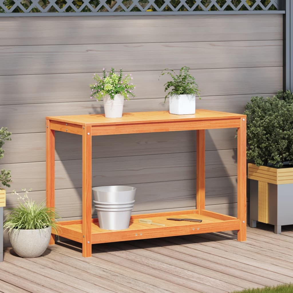 Vidaxx table d'empotage avec étagère 108x50x75 cm en bois de pin massif, marron lavé