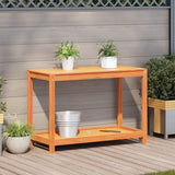 Vidaxx table d'empotage avec étagère 108x50x75 cm en bois de pin massif, marron lavé