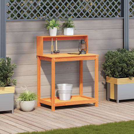 Vidaxx table d'empotage avec étagères 82,5x50x109,5 cm bois de pin marron