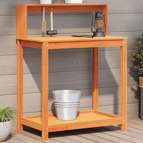 Vidaxx table d'empotage avec étagères 82,5x50x109,5 cm bois de pin marron