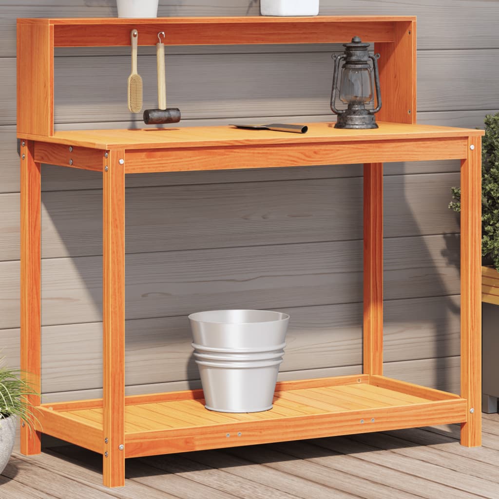 Vidaxx table d'empotage avec étagères 108x50x109,5 cm bois de pin marron