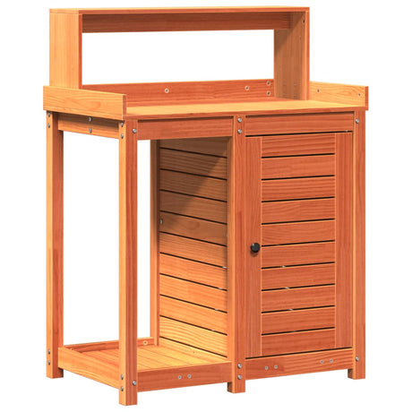 Vidaxx table d'empotage avec étagères 82,5x50x109,5 cm bois de pin marron