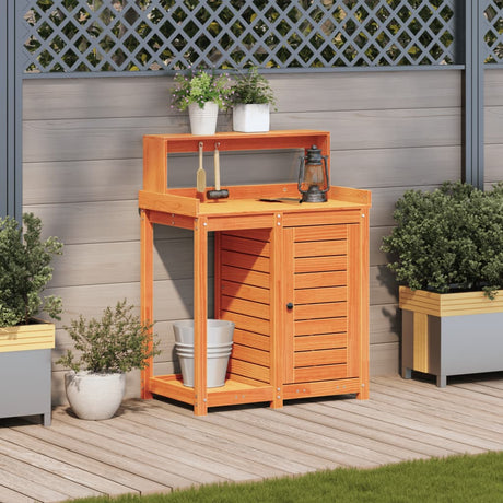 Vidaxx table d'empotage avec étagères 82,5x50x109,5 cm bois de pin marron
