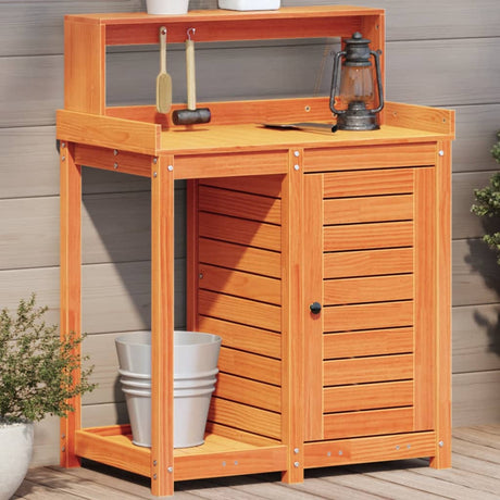 Vidaxx table d'empotage avec étagères 82,5x50x109,5 cm bois de pin marron